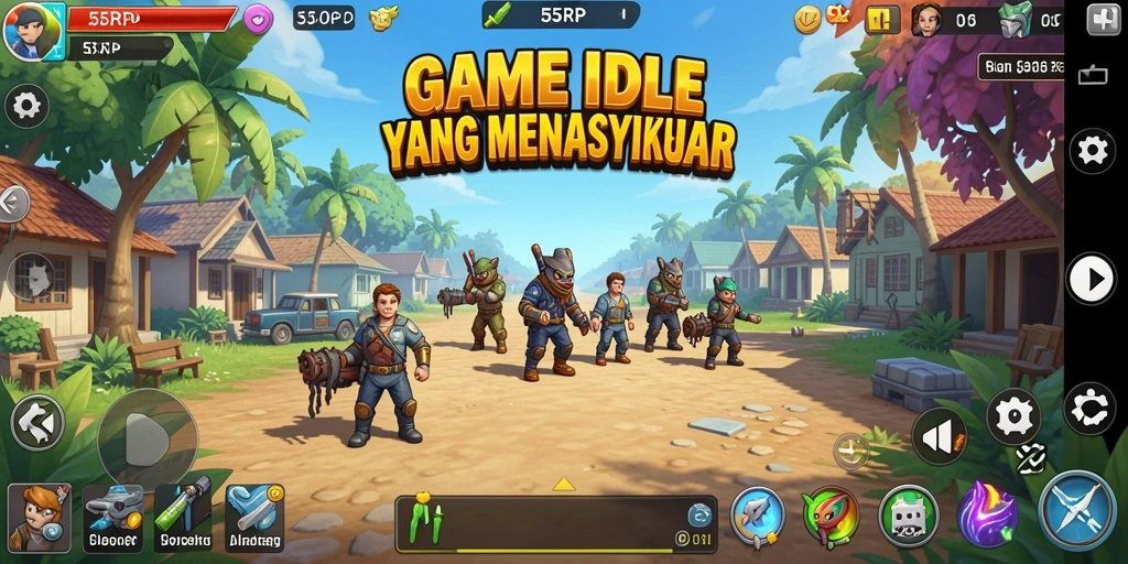 Tampilan gameplay 55RP yang menarik dengan elemen Idle yang seru.
