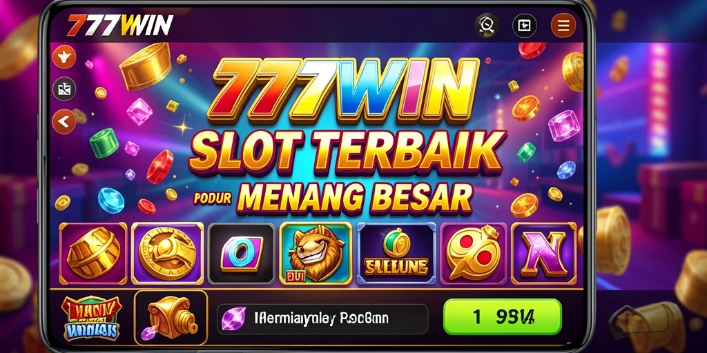 Tampilan gameplay menarik dari 777WIN dengan gulungan slot yang berputar.