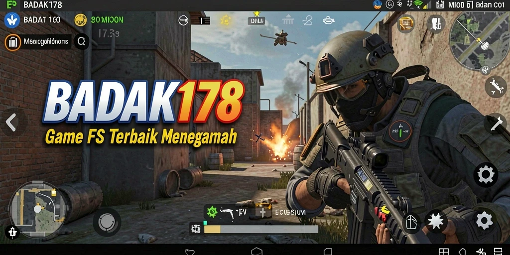 Tampilan gameplay mendebarkan dari BADAK178 saat bertempur di arena FPS.