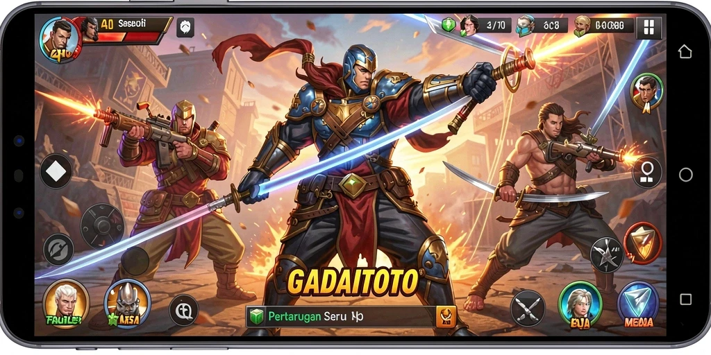 Screenshot GADAITOTO dengan pertarungan yang penuh aksi dan grafik memukau.