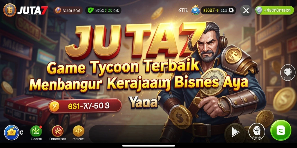 Tampilan gameplay JUTA7 saat membangun kerajaan bisnis.