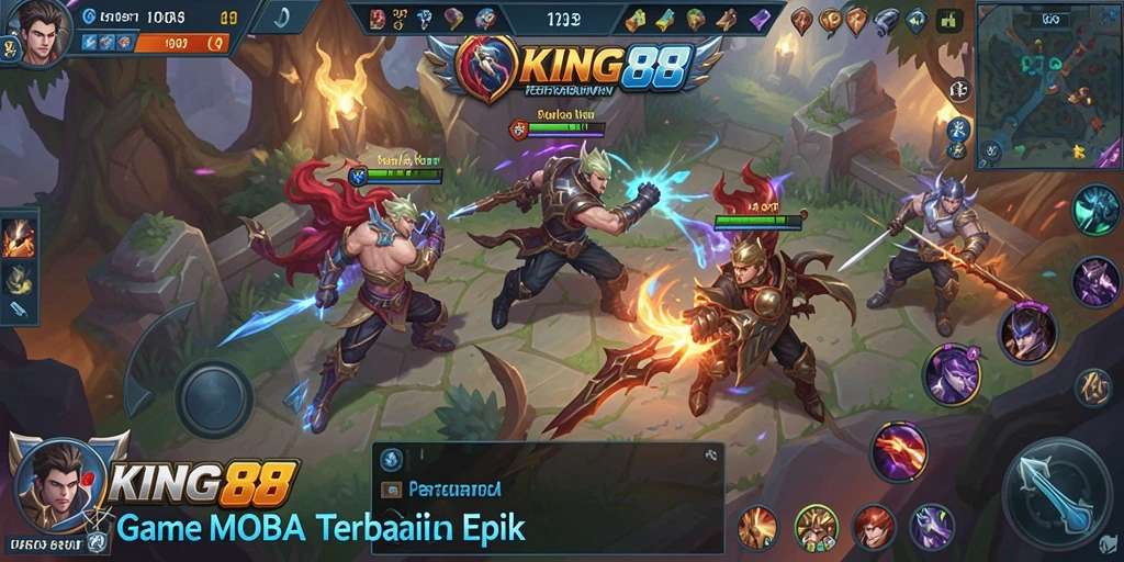 Gameplay seru di KING88 dengan pertempuran epik antar hero.