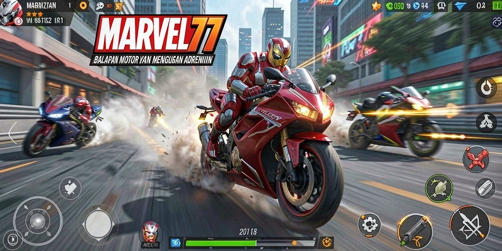 Gameplay seru dan menegangkan dari MARVEL77 di lintasan balap.