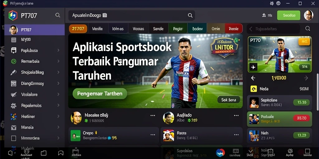 Screenshot PT707 menampilkan tampilan taruhan olahraga yang menarik dan informatif.