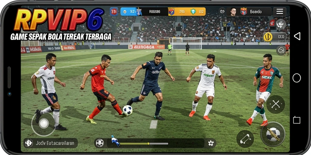 Tangkapan layar yang menunjukkan aksi mendebarkan di RPVIP6 dengan atmosfer stadion yang realistis.