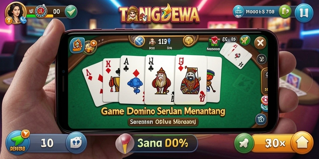 Screenshot gameplay TANGANDEWA yang menunjukkan keseruan permainan Domino.